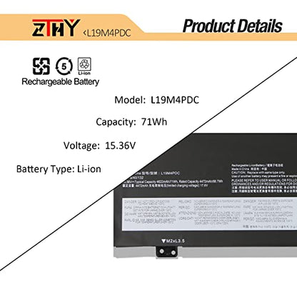 L19C4PDC L19M4PDC Battery Replacement for Lenovo Ideapad Yoga 7-14ITL5 82BH | Yoga 7-15ITL5 82BJ,Ideapad Yoga C750-14ITL Series L19L4PDC Laptop 5B10Z26482 SB10Z26481 5B10Z26485 SB10Z26483 15.36V 71Wh - size: 11.26*3.74*0.2 inch L19M4PDC