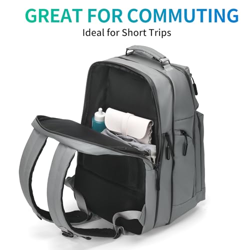 Expandable Business Backpack with 17" Laptop Compartment - Waterproof, Airline Approved, 33L-42L Capacity, for Work & Travel, Gray - color: Gray