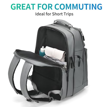 Expandable Business Backpack with 17" Laptop Compartment - Waterproof, Airline Approved, 33L-42L Capacity, for Work & Travel, Gray - color: Gray