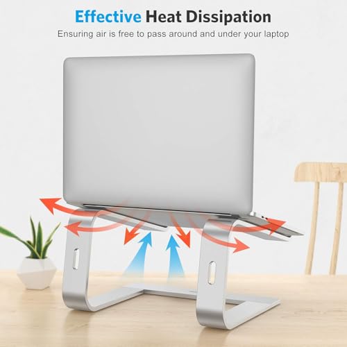 OMOTON Laptop Stand, Detachable Mount for MacBook Air/Pro Dell HP Silver | 11-17" Laptop Holder for Desk, Notebook Computer Mount, Lightweight Cooling for Desk, Ergonomic Home Office - color: Silver