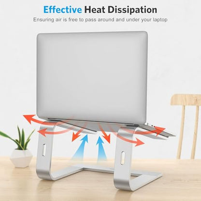 OMOTON Laptop Stand, Detachable Mount for MacBook Air/Pro Dell HP Silver | 11-17" Laptop Holder for Desk, Notebook Computer Mount, Lightweight Cooling for Desk, Ergonomic Home Office - color: Silver