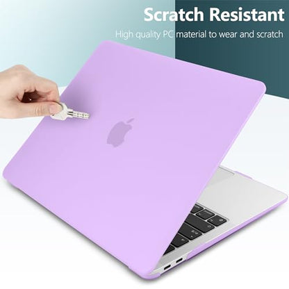 DONGKE Compatible with MacBook Air 13 inch Case 2021 2020 2019 2018 Release Model: M1 A2337 A2179 A1932, Matte Hard Case Cover for MacBook Air 13 inch with Retina Display Fits Touch ID - Purple - color: Purple