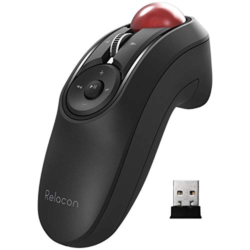 ELECOM Relacon Handheld Trackball Mouse, Thumb Control, 2.4GHz Wireless, Ergonomic Design, 10-Button Function with Smooth Tracking, Windows11, MacOS (M-RT1DRBK) - style: 2.4GHz
