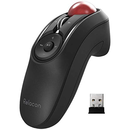ELECOM Relacon Handheld Trackball Mouse, Thumb Control, 2.4GHz Wireless, Ergonomic Design, 10-Button Function with Smooth Tracking, Windows11, MacOS (M-RT1DRBK) - style: 2.4GHz