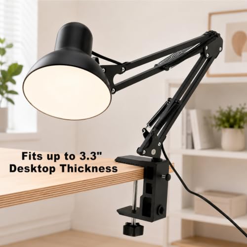 RTNLIT Heavy Duty Desk Clamp for 1/2” and 5/8" Hole Base Magnifying Lamp | Large Metal Table Mount Mic C Clamp, for Microphone Boom Arm, Swing Arm Lamp, Fits up to 3.3" Desktop Thickness