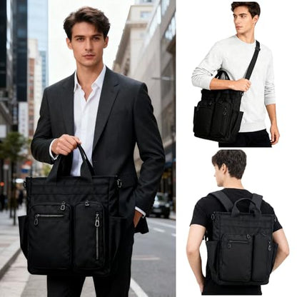 mygreen Tokyo Tote Messenger Backpack Convertible Tote Bag and Backpack, Fits 15.6" Laptop - color: Black-1688