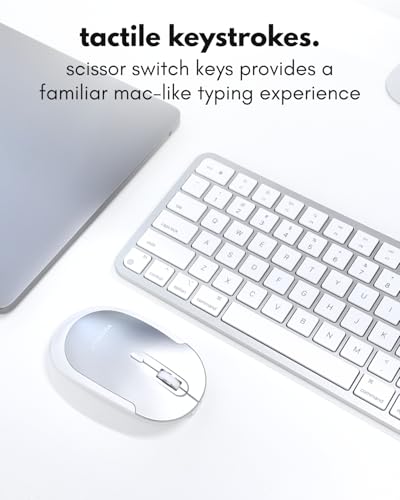 Macally Bluetooth Mac Keyboard and Mouse (Compact, Multi Device, Rechargeable) - Wireless Apple Keyboard and Mouse Combo - for Mac mini/Studio, MacBook Pro/Air, iMac, iPad, iPhone - Silver - color: Silver