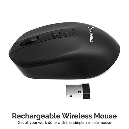 SABRENT 2.4GHz Rechargeable Wireless Mouse with Adjustable Resolution (MS-RCWM) - size: Rechargeable Wireless