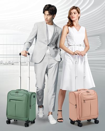 Hanke Underseat Carry On Luggage with Wheels, Lightweight Small Suitcase Airline Approved 16 Inch Softside Personal Item Travel Bag for Women Men, Compact Under Seat Luggage.(Forest Green) - color: Forest Green