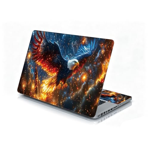 Universal Laptop Skin Sticker Decal, 12"-15.6" Aesthetic Vinyl Wrap, Bald Eagle Flying Galaxy Waterproof Notebook Cover Art Protector for MacBook HP Dell Lenovo, Fits 13" 14" 15" 15.6" - color: Bald Eagle Flying Galaxy