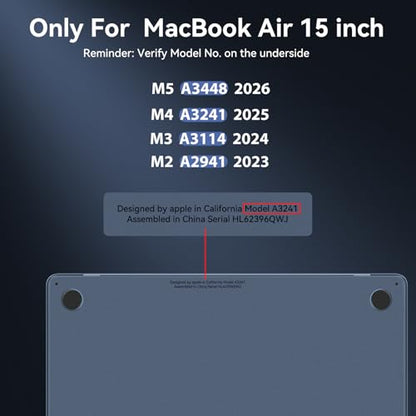 BlueSwan Matte Case for MacBook Air 15 inch M5 M4 M3 M2 Chip 2026-2023 | 100% Color Match, Anti Fingerprint & Scratch, Grippy Finish, Protective Hard Shell, Ultra Thin, Easy Snap-On - color: Matte Black