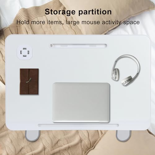 Laptop Bed Tray Table, Adjustable Laptop Compute Bed Desk Stand, Portable Laptop Desk with Foldable Legs, Foldable Laptop Tablet Table for Sofa Couch White - color: White