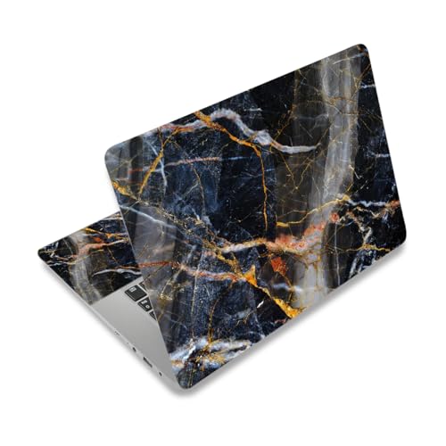 Laptop Decal Sticker Skin Cover, 11.6”12" 13" 13.3" 14" 15" 15.4" 15.6 inch Laptop Netbook Vinyl Skin Sticker Cover Art Notebook PC Waterproof Protector (2 Wrist Pad Included), Black Marble - color: Black Marble