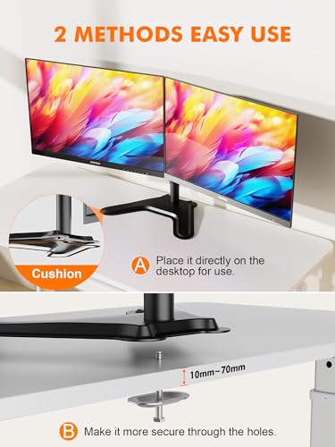 GRIFEMA Support Two Monitors for 13-32'' LED/LCD, Support 2 Monitors | Monitor Arm Height Adjustable, Tilt, Rotate, Rotate, Cable Management, up to 22 lbs, VESA 75/100mm - style: U Base