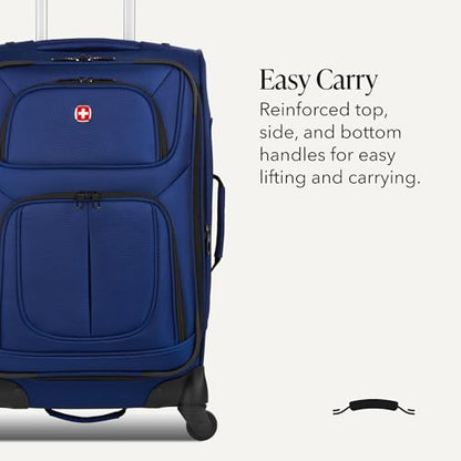 SWISSGEAR Sion Softside Expandable Spinner Luggage Durable Lightweight Travel Suitcase, Blue, 2-Piece Set (Carry-On/Large) - color: Blue, size: 2-Piece Set (Carry-On/Large)