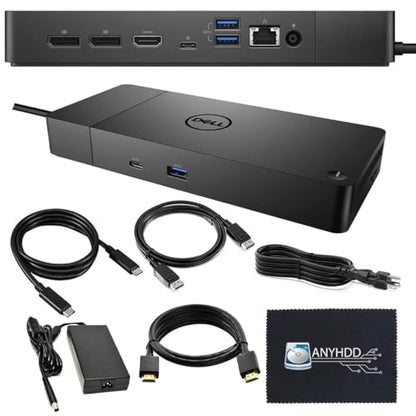 Dell WD19S Docking Station 180W (130W Power Delivery) - Dell Docking Station Dual Monitor, Dock Station with 180W Power Supply + HDMI Cable + DP Cable + USB-C Cable + Microfiber Cloth - style: WD19S 180W Renewed