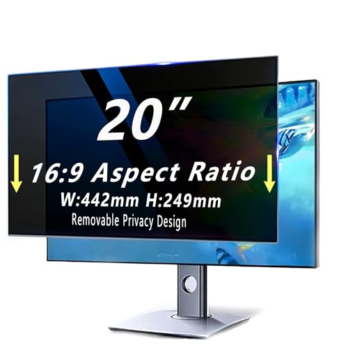 20 Inch computer privacy screen for 16:9 Monitor, Removable Anti-Glare Blue Light Filter & Anti-Scratch Protector Film, Privacy Shield for HP Dell Asus Acer Samsung Desktop Monitors(20" (16:9, 17.4×9.8 in)) - size: 20" (16:9, 17.4×9.8 in)