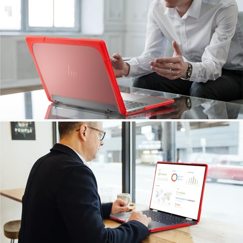Batianda Protective Case for HP Envy x360 2-in-1 14 Inch 2024, Red | Shockproof TPU Bumper with Matte Durable Hard Shell and 360° Flip Support, Fits 14-fc0000 and 14-fa0000 Series - color: Red