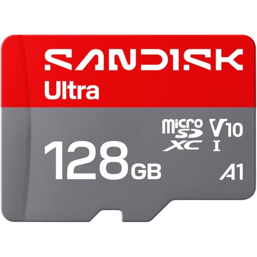 SANDISK 128GB Ultra microSD UHS-I Card - Up to 195MB/s Read Speed, Full HD Video, V10, U1, C10, A5 - SDSQUJQ-128G-GZ6MA - size: 128GB, style: New Version