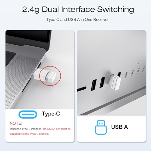 OMOTON Full Size Wireless Keyboard for Mac, Metal Frame, Silver | Ultra Slim & Quiet, Rechargeable Ergonomic, Bluetooth + 2.4G triple for MacBook Pro/Air/Neo, iMac, Mac Mini, Office/Home