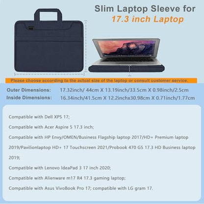 Laptop Shoulder Bag 17.3 inch Case, Durable Shockproof Protective Briefcase with Multi-Pockets Compatible with Most 17-17.3 inch HP Acer Dell Lenovo ASUS MSI Notebooks,Blue - color: Dark Blue, size: 17.3"