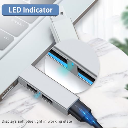 USB 3.0 Hub, VIENON Aluminium 3-Port USB Hub USB Splitter USB Expander for Laptop, Xbox, Flash Drive, HDD, Console, Printer, Camera,Keyborad, Mouse (Grey) - color: Grey