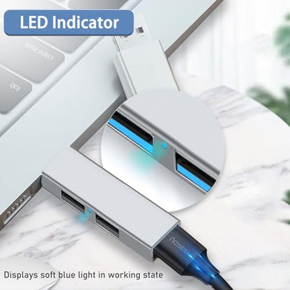 USB 3.0 Hub, VIENON Aluminium 3-Port USB Hub USB Splitter USB Expander for Laptop, Xbox, Flash Drive, HDD, Console, Printer, Camera,Keyborad, Mouse (Grey) - color: Grey