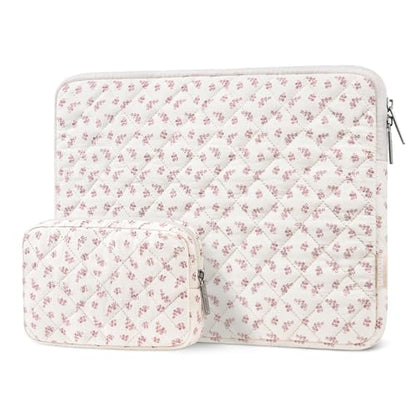 MOSISO Laptop Case 16 inch, 15-15.6 inch Puffy Laptop Sleeve Bag Compatible with MacBook Pro 16 M5 M4 M3 M2 M1, HP Acer Dell Lenovo ASUS, Elegant Little Blossom Square Quilted Bag&Small Case, Pink - color: Pink, size: 16 inch