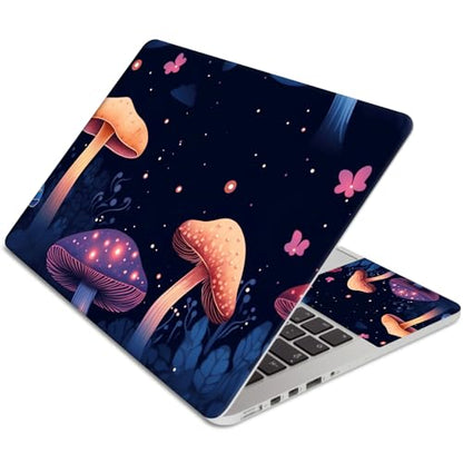 Laptop Skin Sticker 3-Piece Set,Colorful Mushroom | Trim-to-fit 3-piece vinyl set with one 15 x 10.6 in lid skin and two palm-rest decals for many 12-15.6 in laptops - color: Colorful Mushroom