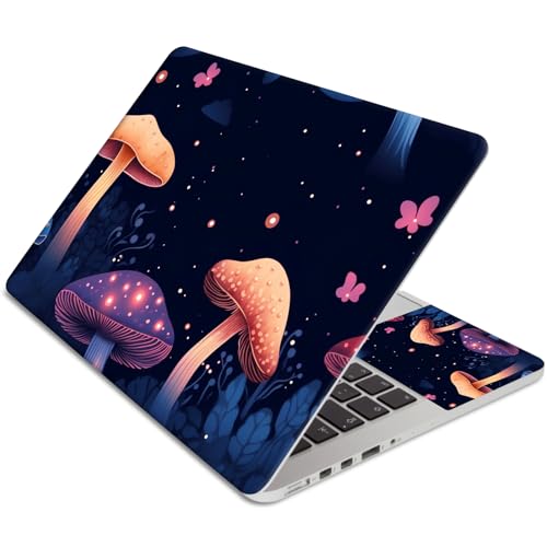 Laptop Skin Sticker 3-Piece Set,Colorful Mushroom | Trim-to-fit 3-piece vinyl set with one 15 x 10.6 in lid skin and two palm-rest decals for many 12-15.6 in laptops - color: Colorful Mushroom