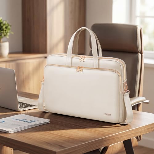 Laptop Case Bag Women Men Computer Sleeve Compatible with MacBook/Dell/HP/Acer/ASUS, Waterproof Shoulder Carrying Briefcase, Beige, 17-17.3 Inch - color: Beige, size: 17.3 inch