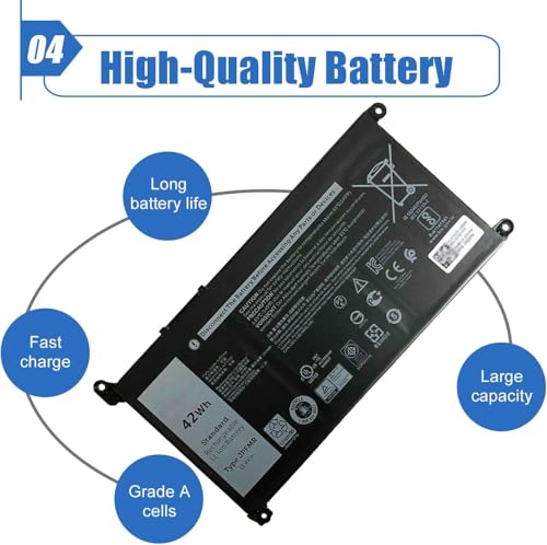 42Wh JPFMR laptop Battery Replacement for Dell Chromebook 3400 3100 2-in-1 | For Chromebook 5488 5493 5593 Series, 0JPFMR 7T0D3 07T0D3 7MT0R 7MTOR 16DPH 65N6H DN33X RDNP5, 11.4V 3500mAh - size: 7.56*4.02*0.20 inch JPFMR