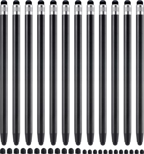 12Pcs Black Stylus Pen for Touchscreen, 2-in-1 Stylus Pen for iPad | High Precision & Sensitivity, Aluminum Body, Suitable for iPad iPhone Android Smartphone Tablet Switch and All Touch Screens - color: 12 Black