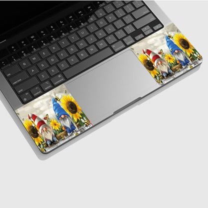 Universal Laptop Skin Sticker with 2 Wrist Pad Skins, Waterproof Scratch Resistant Vinyl Laptop Cover Decal, Cut to Fit for 11–15.6 Inch MacBook HP Dell Lenovo, Sunflower Gnome - color: Sunflower Gnome
