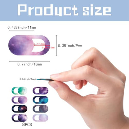 8Pcs 8 Styles Cute Laptop Camera Cover Star 0.04 Inch Privacy Guard Accessories, Thin Camera Privacy Blocker Space Galaxy Pattern for Laptop Desktop Computer Tablet Notebook Home Office Use - color: Space
