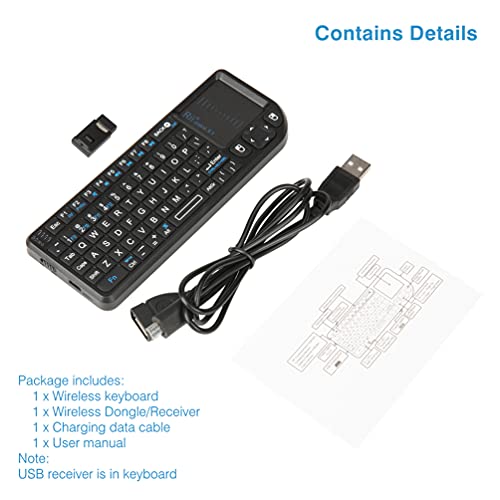 Rii 2.4G Mini Wireless Keyboard with Touchpad Mouse,Lightweight Portable Controller with USB Receiver Remote Control for Windows/Mac/Android/PC/Tablets/TV/Xbox/ PS3. X1-Black