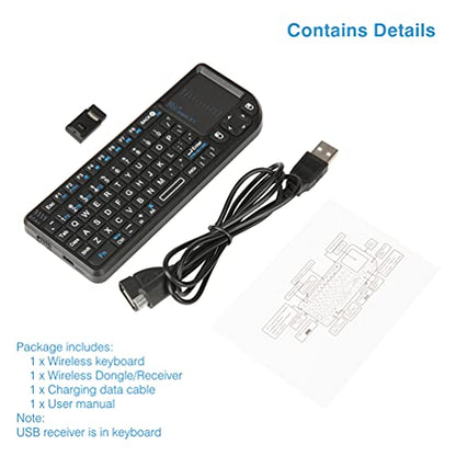 Rii 2.4G Mini Wireless Keyboard with Touchpad Mouse,Lightweight Portable Controller with USB Receiver Remote Control for Windows/Mac/Android/PC/Tablets/TV/Xbox/ PS3. X1-Black
