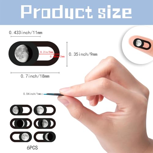 6Pcs 6 Styles Laptop Camera Cover Moon 0.03 Inch Ultra Thin Webcam Privacy Cover for Mini PC Phone Laptop Desktop Tablet Moon Phase Plastic Durable Privacy Protectors for Home Office Use - color: Moon