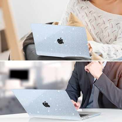 Clear Glitter Case for MacBook Air 15 Inch M5 M4 M3 M2 (2026-2023) A3448 A3241 A3114 A2941, Protective Hard Shell Cover Compatible with Touch ID & Liquid Retina Display - Star Sky Blue - color: Star Sky Blue