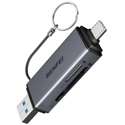 BENFEI SD Card Reader, USB C to SD Micro SD Card Memory Card Adapter Dual Slot Compatible with iPhone 15 Pro/Max, MacBook Pro/Air 2023, iPad Pro, iMac, S23, XPS 17, Surface Book 3 and More - color: 2in1