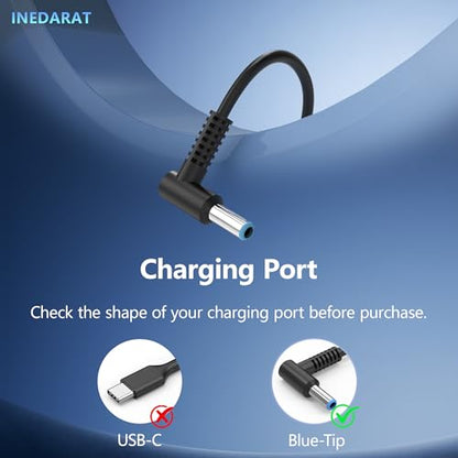 45W Laptop Charger Smart Blue Tip for HP Pavilion Envy EliteBook | Power Adapter For HP Pavilion x360 13 14 15 11,Zbook G5 15 15u G3 14u G4 Notebook 15, Stream 11 14 13,Envy,EliteBook 840 Cord