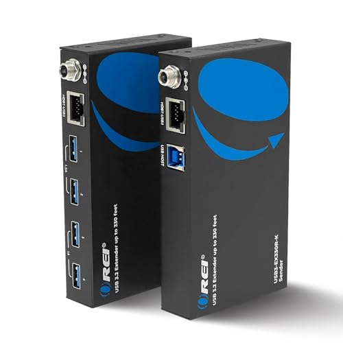 OREI USB Extender Over Ethernet 330ft USB 3.2 Gen1 5Gbps 4-Port USB Hub | USB Extender Over CAT5e, USB Extender Over CAT6 – 4 USB Ports, 1.5A Fast Charging, Plug & Play, No Drivers - size: USB-B Host