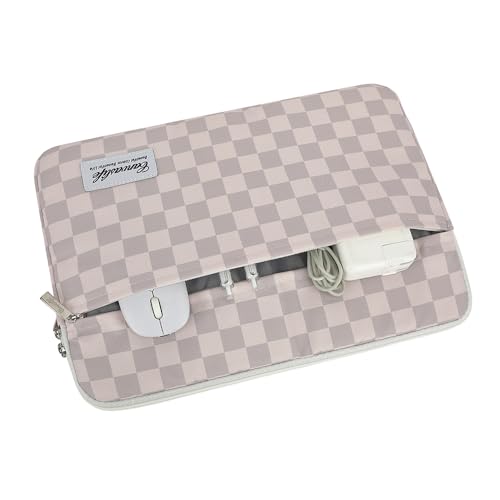 Canvaslife Neutral Checker Pattern 13 inch Canvas Laptop Sleeve with Pocket 13 inch 13.3 inch Laptop 13 case13 Sleeve - color: Neutral Checker, size: 13 inch/13.3 inch