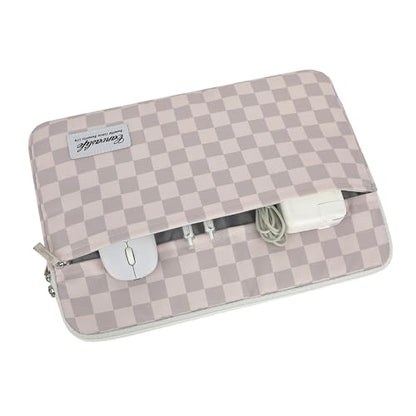 Canvaslife Neutral Checker Pattern 13 inch Canvas Laptop Sleeve with Pocket 13 inch 13.3 inch Laptop 13 case13 Sleeve - color: Neutral Checker, size: 13 inch/13.3 inch