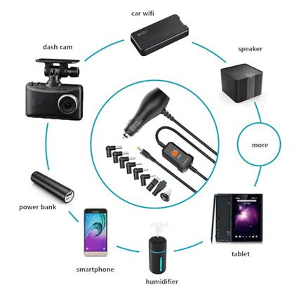 Powseed 34W 3V 4.5V 5V 6V 7.5V 9V 12V DC Car Charger with 10 Tips and USB | Cigarette Lighter Adapter Power Supply Cord for Portable DVD Player Dash cam Breast Pump Speaker Micro USB Car Adapter