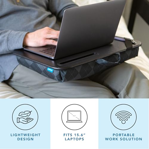 LAPGEAR Designer Lap Desk – Gray Argyle, Fits 15.6” Laptops - color: Gray Argyle, size: Single Lap Desk
