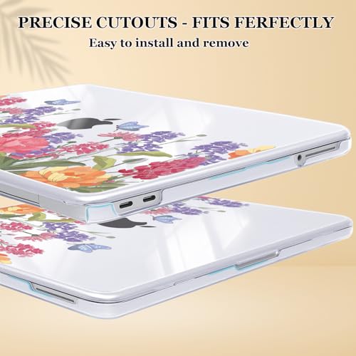 for MacBook Neo 13 inch Case 2026 Release A3404 Cover, Ultra-Thin Printed Pattern Plastic Hard Shell Case Protective Case for MacBook Neo 13 with Apple A18 Pro Chip, Pink & Purple Flowers - color: Pink & Purple Flowers