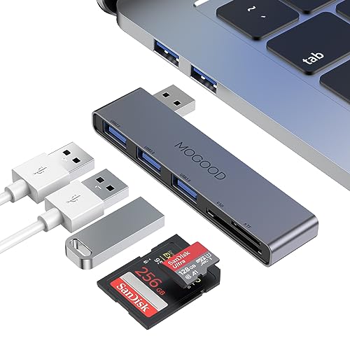 MOGOOD 5-in-1 USB Hub with USB 3.0, 2 USB 2.0, SD/TF Card Reader for Left Side of Laptop – Plug & Play for MacBook, Dell, HP, Asus, Xbox, Printer - color: Left Model