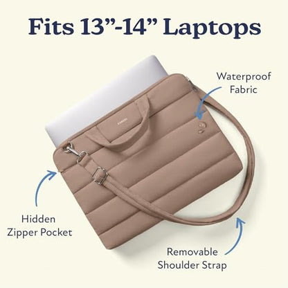 Vandel 13-14 inch Laptop Carrying Case Sleeve w. Strap, Shoulder Bag Handle | Fits MacBook Air 13 Inch MacBook Pro 14 Carrying Case Messenger, Laptop Computer Bag for Women, Hidden Front Zipper Pocket - color: 2. Latte, size: 13-14 Inch
