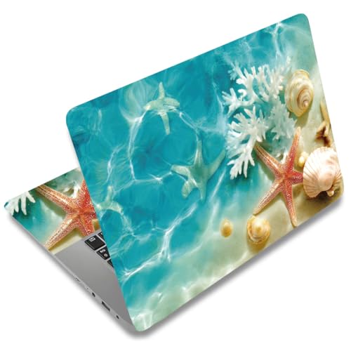 SUPERDANT Laptop Skin Sticker Laptop Decals Sea Shells Personalized Universal Notebook Computer Wrap Vinyl Skin Stickers Cover Art Decal Removable 12-15.6 Inch Waterproof Scratch-Resistant Gifts - style: Seaside